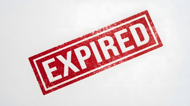 Red rubber stamp with the word expired, isolated on white background