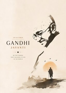Mahatma Gandhi Gandhi Jayanti Poster with Inspirational Message, 2 October 