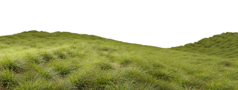 Nature grass hills landscape cut-out backgrounds 3d rendering png