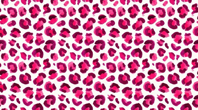 Seamless pattern of vibrant pink leopard spots on a light background