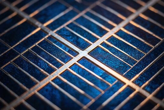 Abstract macro texture background of photovoltaic solar cell grid