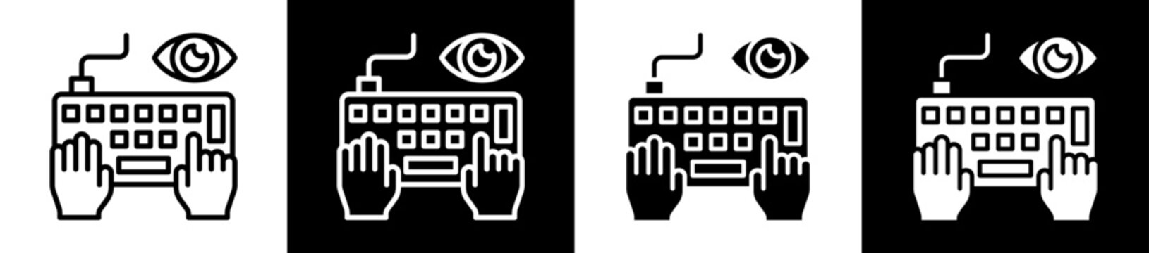 Keylogger Icon Set In Black And White Filled Style Collection