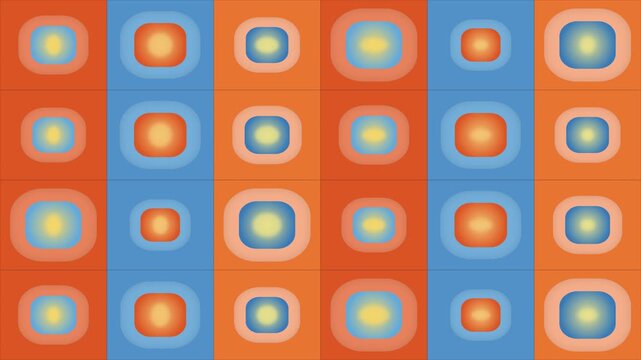 Abstract geometric pattern with repeating colorful squares and rectangles