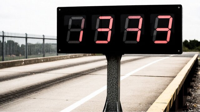 Digital weight display at industrial truck weighbridge