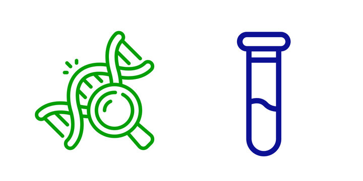 DNA analysis and test tube icons isolated on transparent background