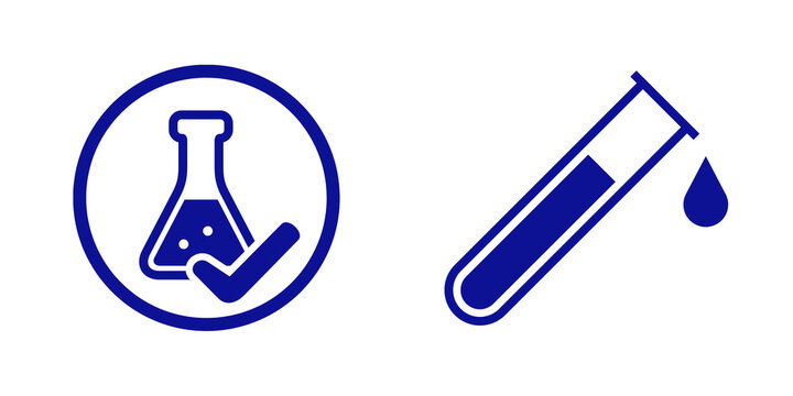 Laboratory flask and test tube icons isolated on transparent background