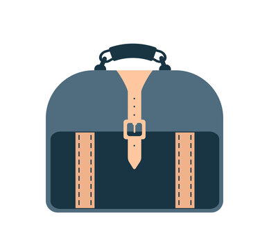 Business briefcase travel luggage carrying accessories flat vector
