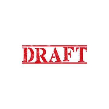 Red grunge draft word stamp design with horizontal lines for professional business document approval status