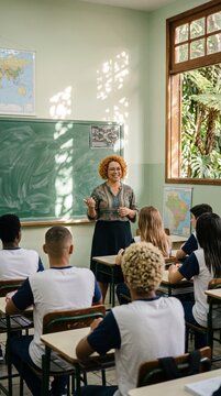 Professora Brasileira em sala de aula pela manh&atilde;
