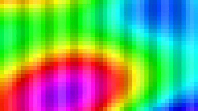 Abstract pixelated gradient composition with vibrant rainbow spectrum colors
