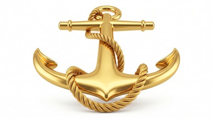 Golden anchor with braided rope © Waqas