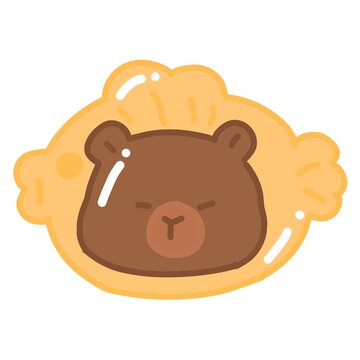 Cute Brown Capybara Sleeping on a Yellow Pillow
