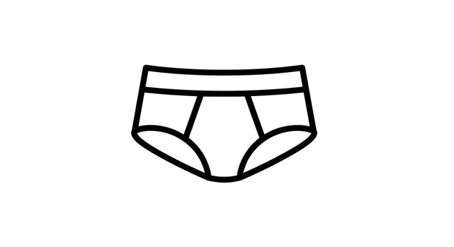 Men underwear briefs icon, simple black outline vector illustration of male undergarment.