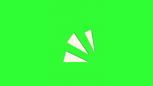 Dynamic white cartoon burst and impact effect on a green screen background, featuring sharp radial shapes for emphasizing action, movement, transitions, comic scenes, gaming videos, social media conte