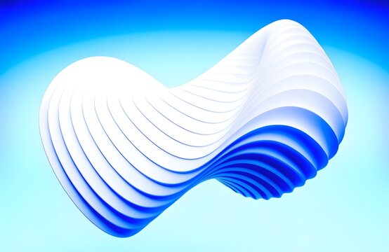 Abstract three dimensional wave shape with gradient blue and white color tones