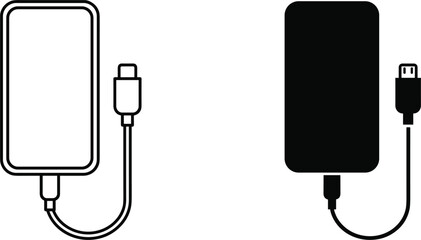 Obraz premium External hard drive storage vector icons with connecting usb cable data backup transfer and peripheral computer hardware device symbols