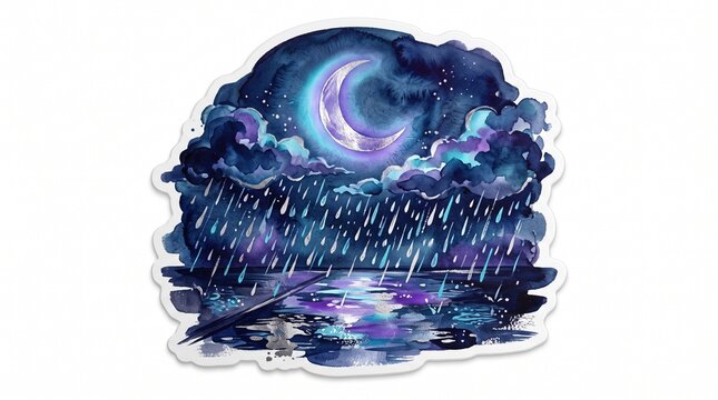 A whimsical night-themed sticker collection blending dreamy darkness, glowing accents, and celestial charm.