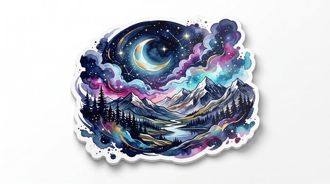 A whimsical night-themed sticker collection blending dreamy darkness, glowing accents, and celestial charm.