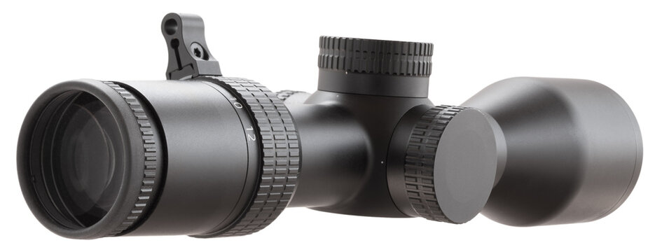 Fully adjustable rifle sniper scope isolated on white