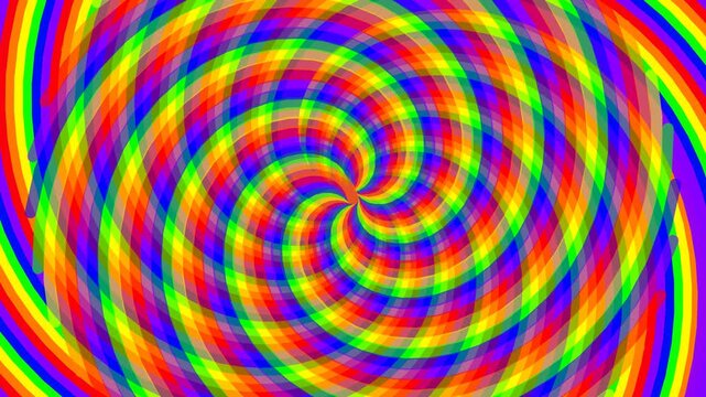 A vibrant rainbow spiral pattern featuring a hypnotic and colorful design