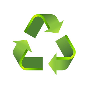 Recycle Symbol Icon 3D Green Metallic Vector Illustration