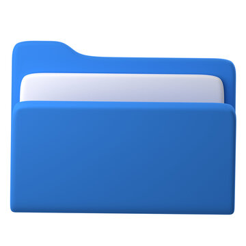 3D blue file folder icon with document insert