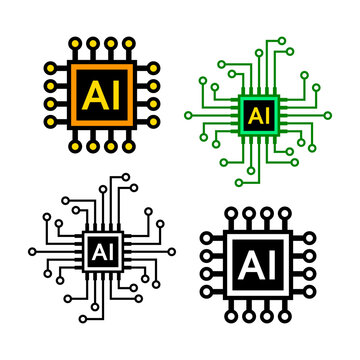 AI processor. Vector icon on vhite background.