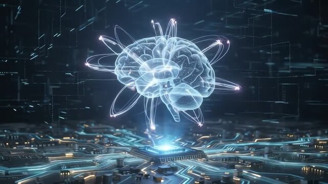Artificial Intelligence Brain on Circuit Board Core for Deep Learning and Computing Concept