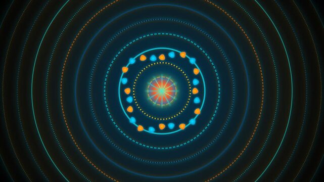 Abstract circular digital art with concentric patterns and vibrant colors