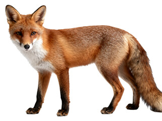 Obraz premium Red fox looking back over shoulder isolated on transparent background