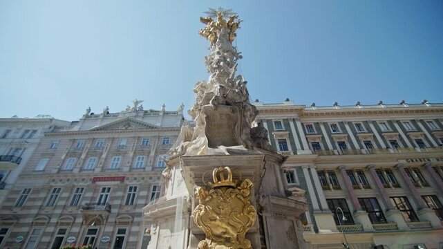 Plague Column Vienna Austria architecture tourist streets. travel and tourism Europe.