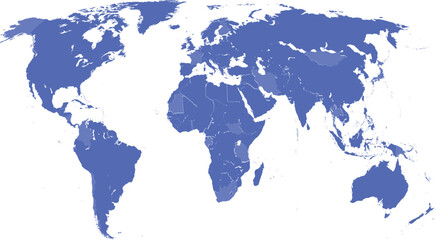 Fototapeta premium Blue World Map Silhouette with Countries Vector Illustration