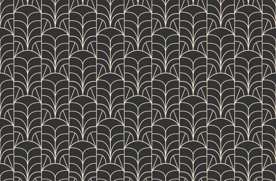 Art deco seamless pattern. Abstract geometric floral vector illustration.
