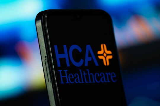 Nashville, United States- 8 July 2026: HCA Healthcare logo is seen on a smartphone.