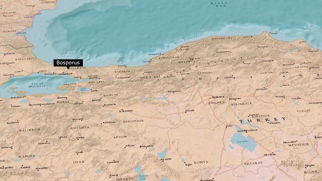 Bosporus Strait Location Map Istanbul Turkey Animation