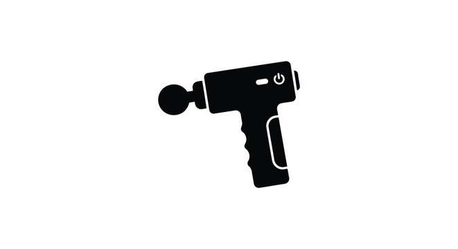 Percussion massage gun silhouette against a white background