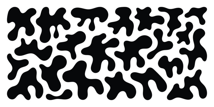 Abstract organic blob shapes set. Irregular organic blob shapes for modern visual design. Minimalist fluid amoeba vector elements. 
