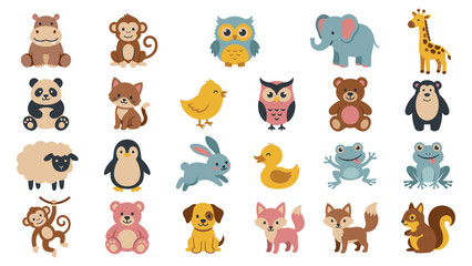 Obraz premium Cute cartoon animal collection for nursery room decor and design.