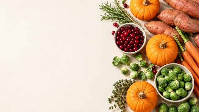 Thanksgiving Seasonal Ingredients Background for Grocery Advertising