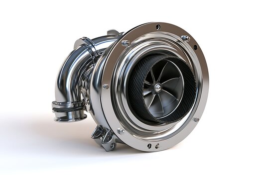 Automotive turbocharger isolated on white background