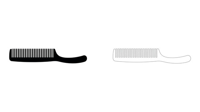 Comb silhouette and outline for hair styling and grooming illustrations.
