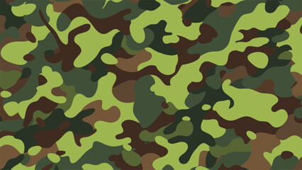 Fototapeta premium Traditional Woodland Camouflage Design with Layered Green Brown and Black Forms, Editable Vector