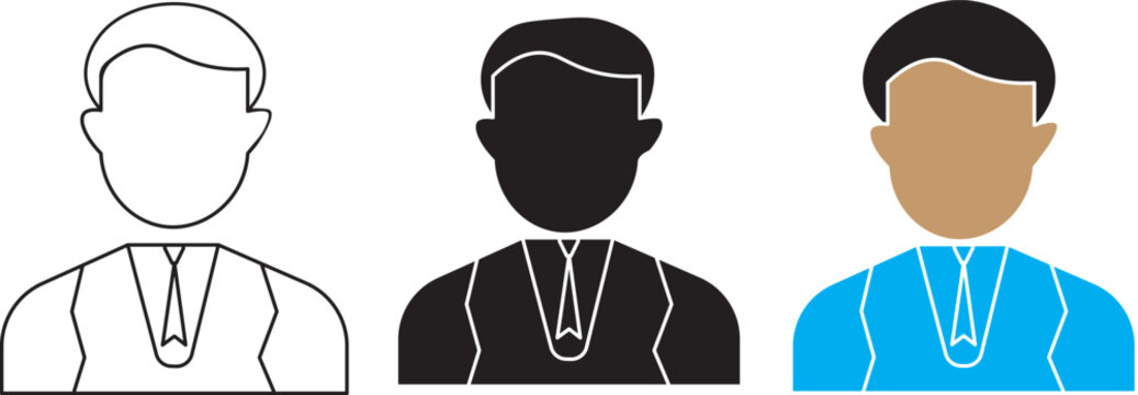 Set of businessman avatar, user profile. Corporate businessman avatar and user profile icon collection in various styles.  professional employee profile icons vector set