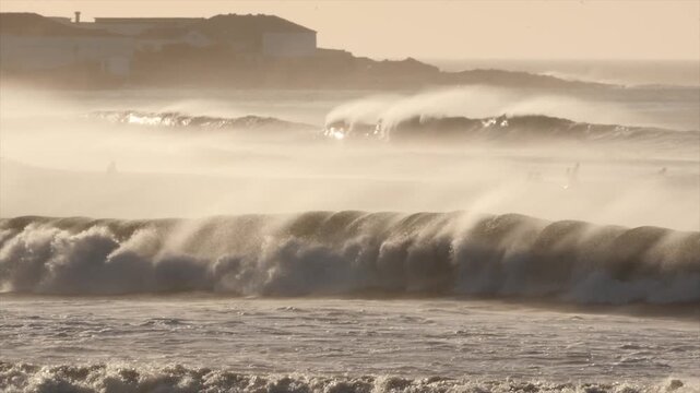 wild rolling ocean waves in violent storm 677