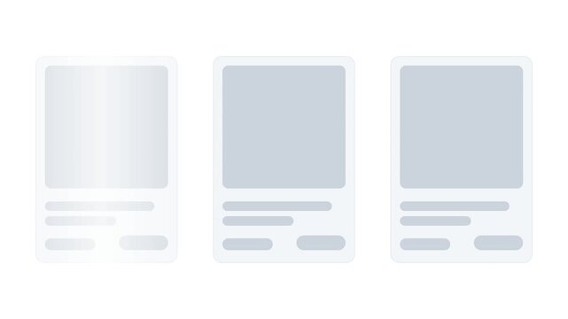 Smooth e-commerce product grid skeleton animation with distinct element colors on a clean white background