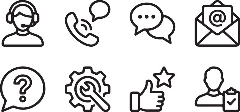 Flat icons set of customer service communication methods