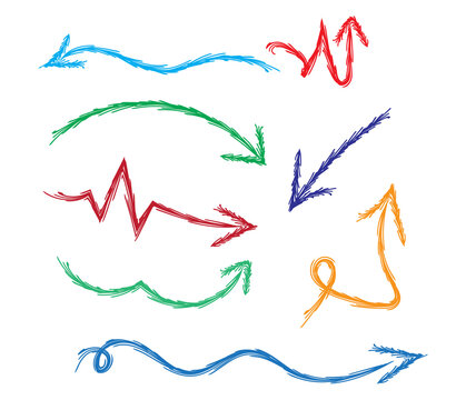 Colorful arrows pointing in different directions transparent background