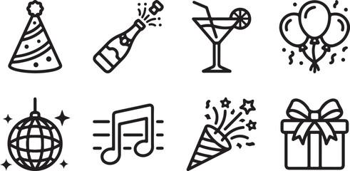 Fototapeta premium Celebration party icons set with festive elements