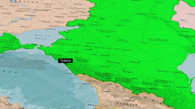 Tuapse City Location Map Southern Russia Coast Animation