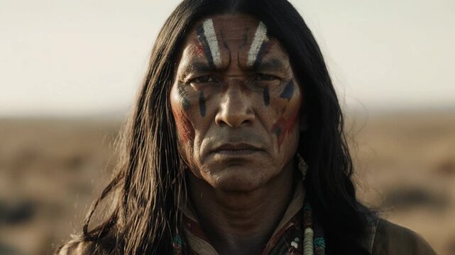 Comanche Native American Portrait in Traditional Clothing